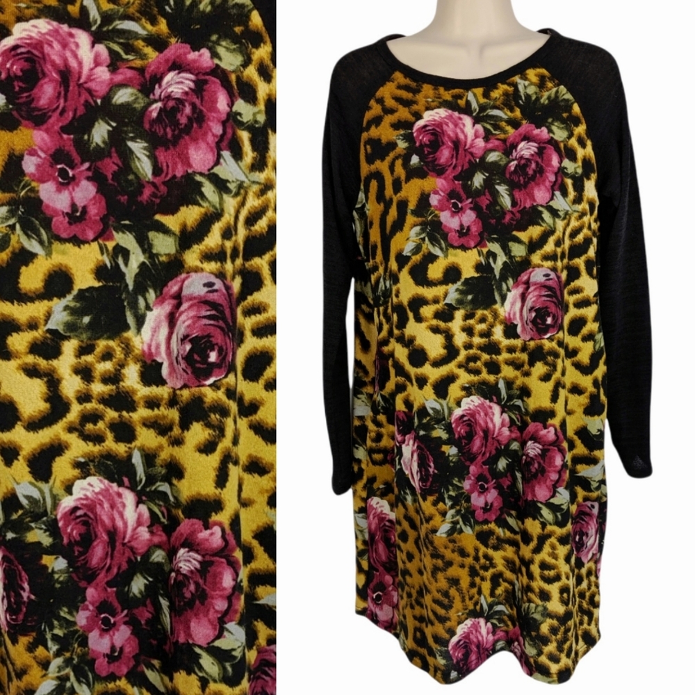 MTS Boutique Leopard Rose Sweater Dress NWOT S